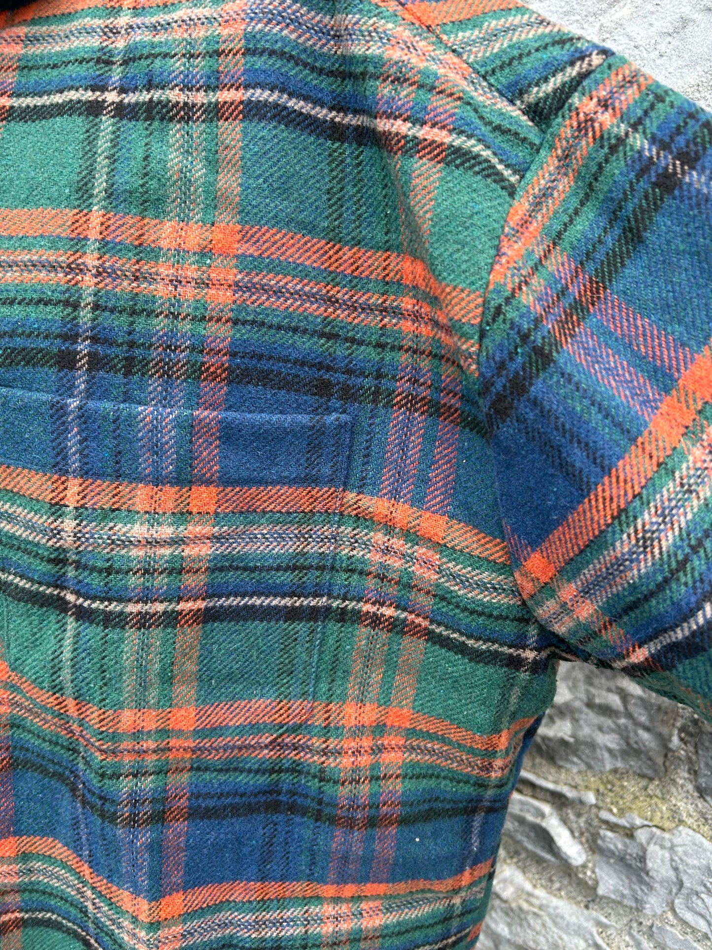 Green&blue&orange check flannel shirt XL