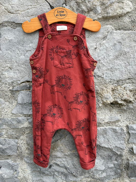 Lions maroon dungarees  3-6m (62-68cm)