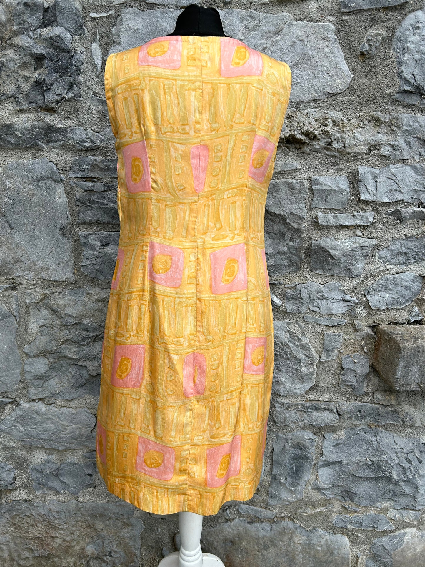 80s yellow&pink dress uk 10-12