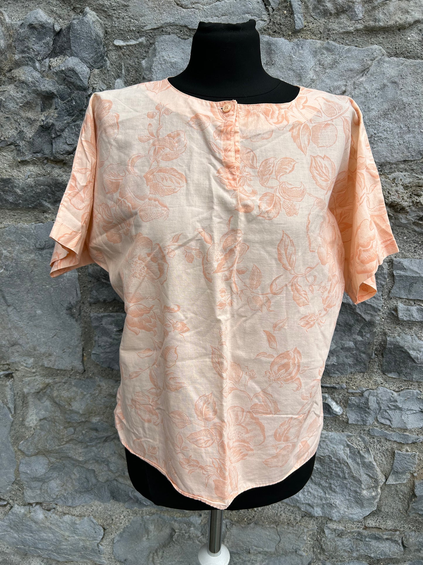 90s peach floral top uk 10