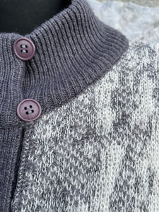 80s grey zipped cardigan uk 14-16
