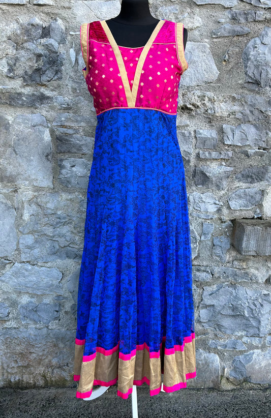 Blue&pink oriental dress uk 8-10