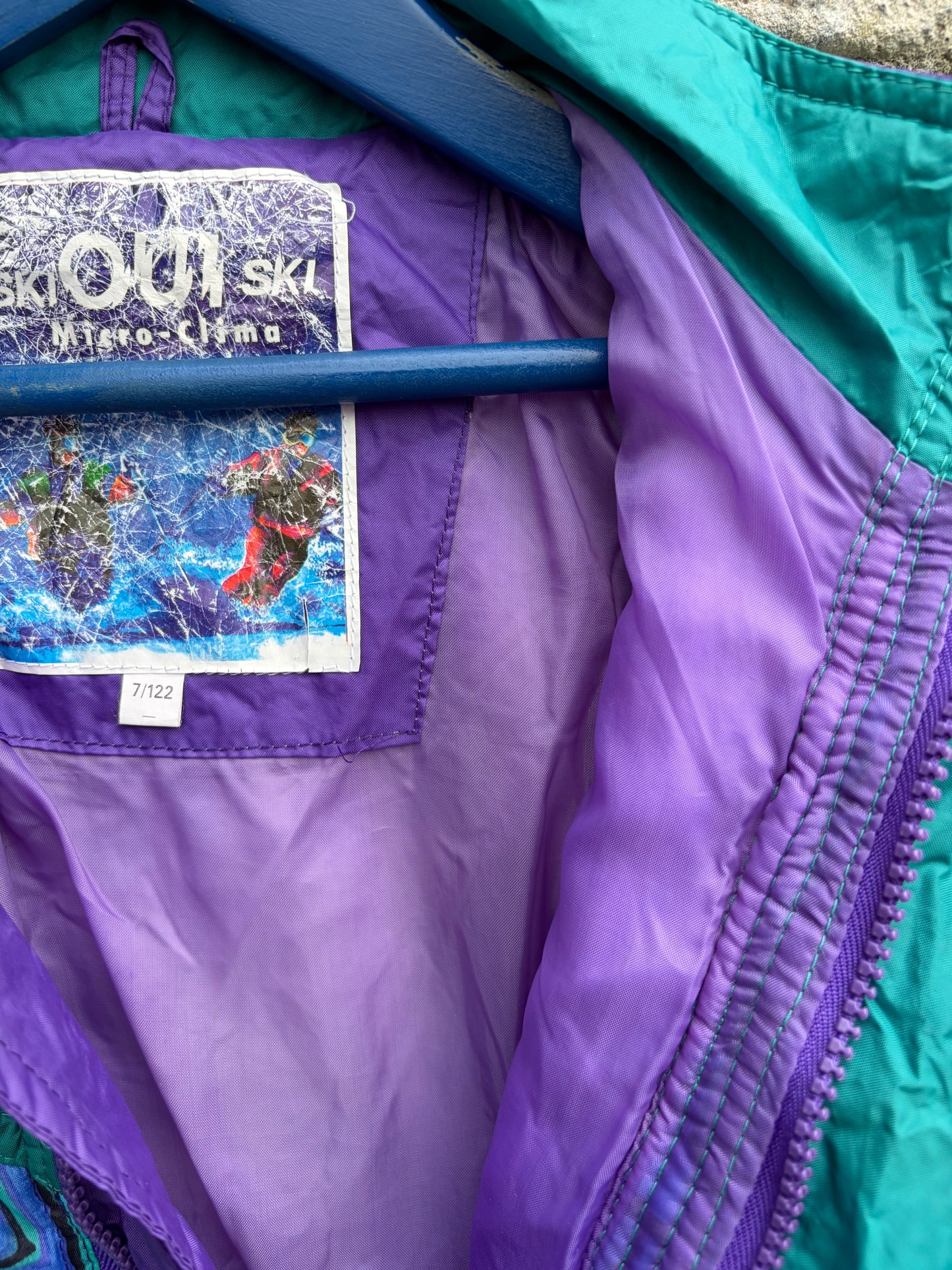 80s purple&teal ski jacket  6-7y (116-122cm)