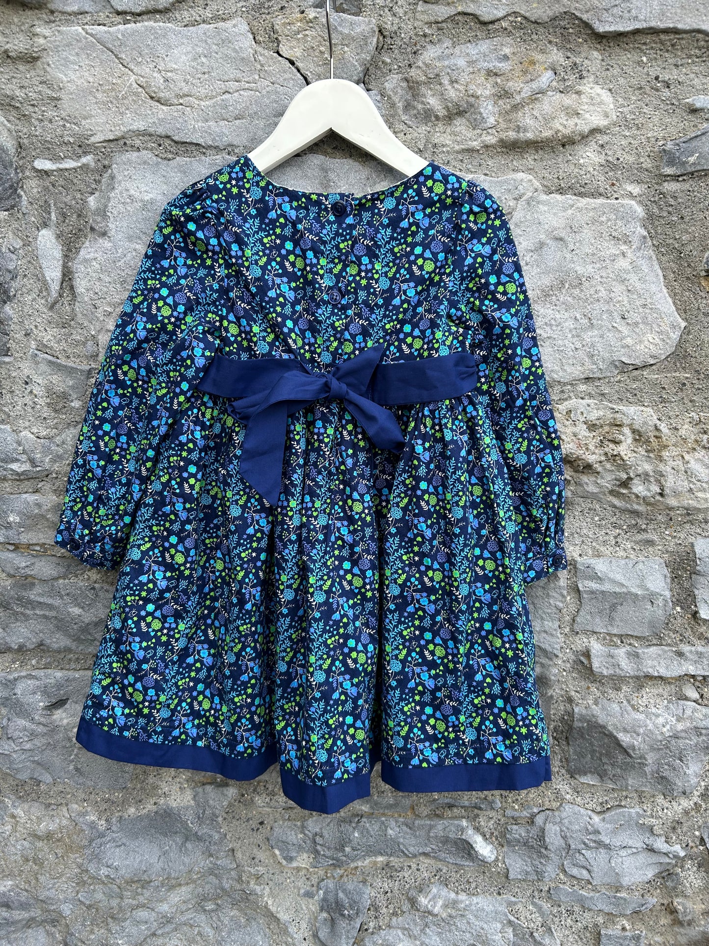 Blue&green floral dress  3-4y (98-104cm)