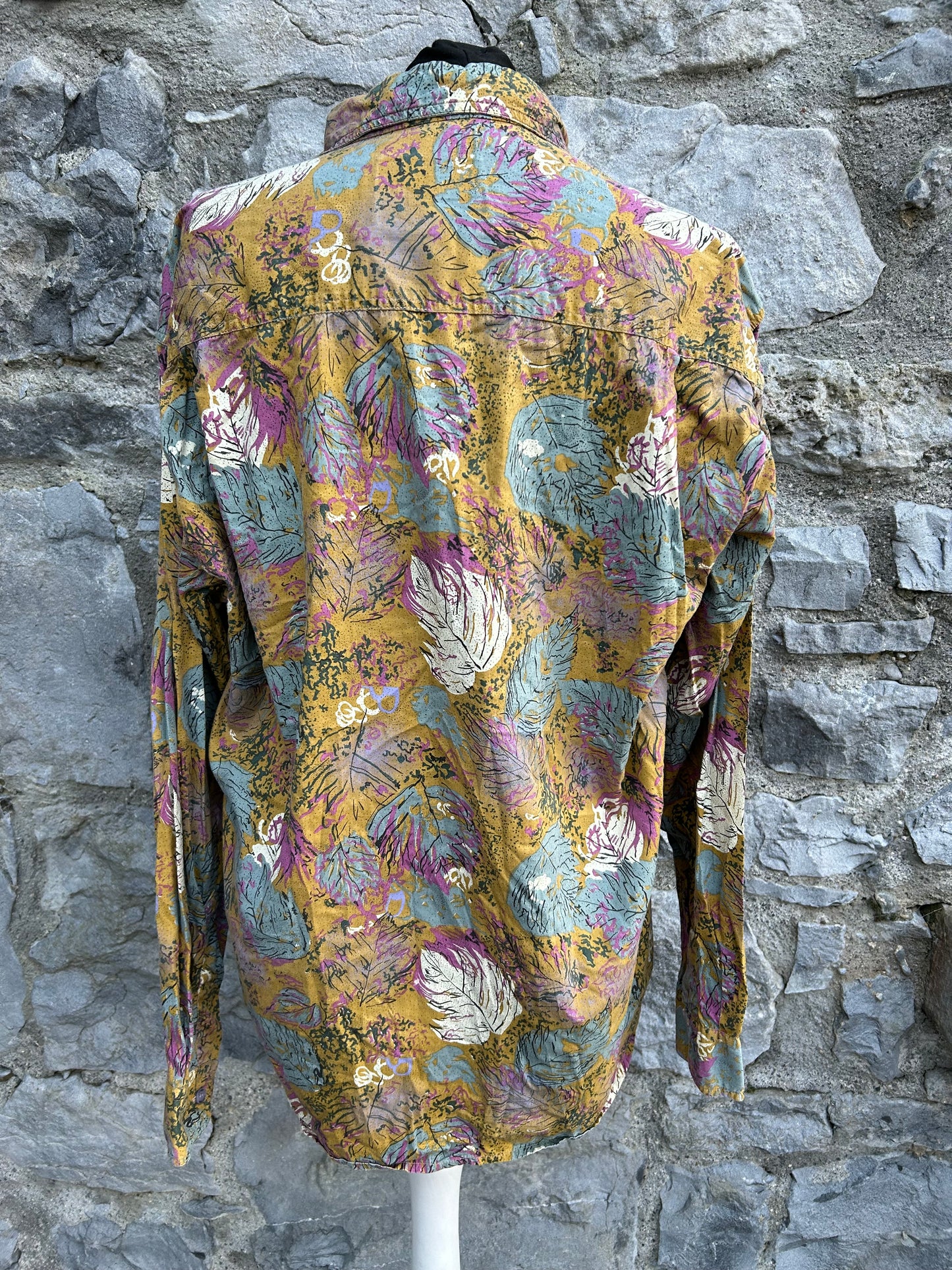 80s leaves mustard shirt Medium