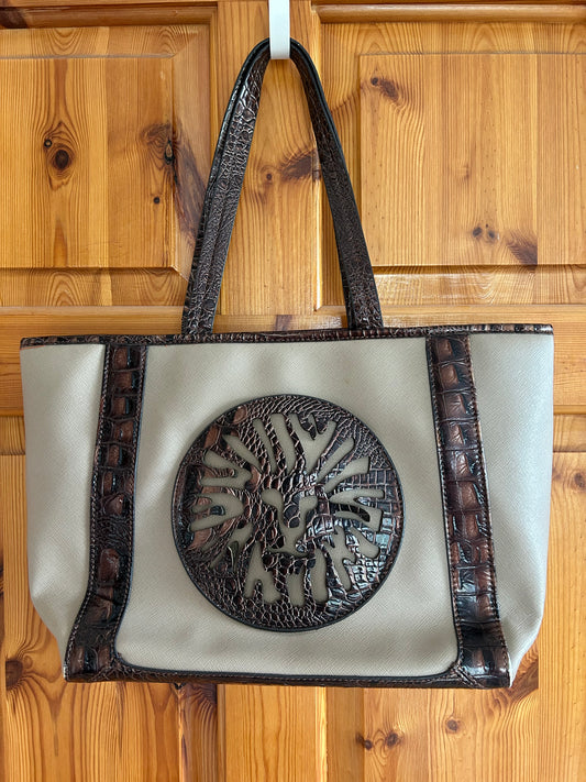 Beige and brown handbag