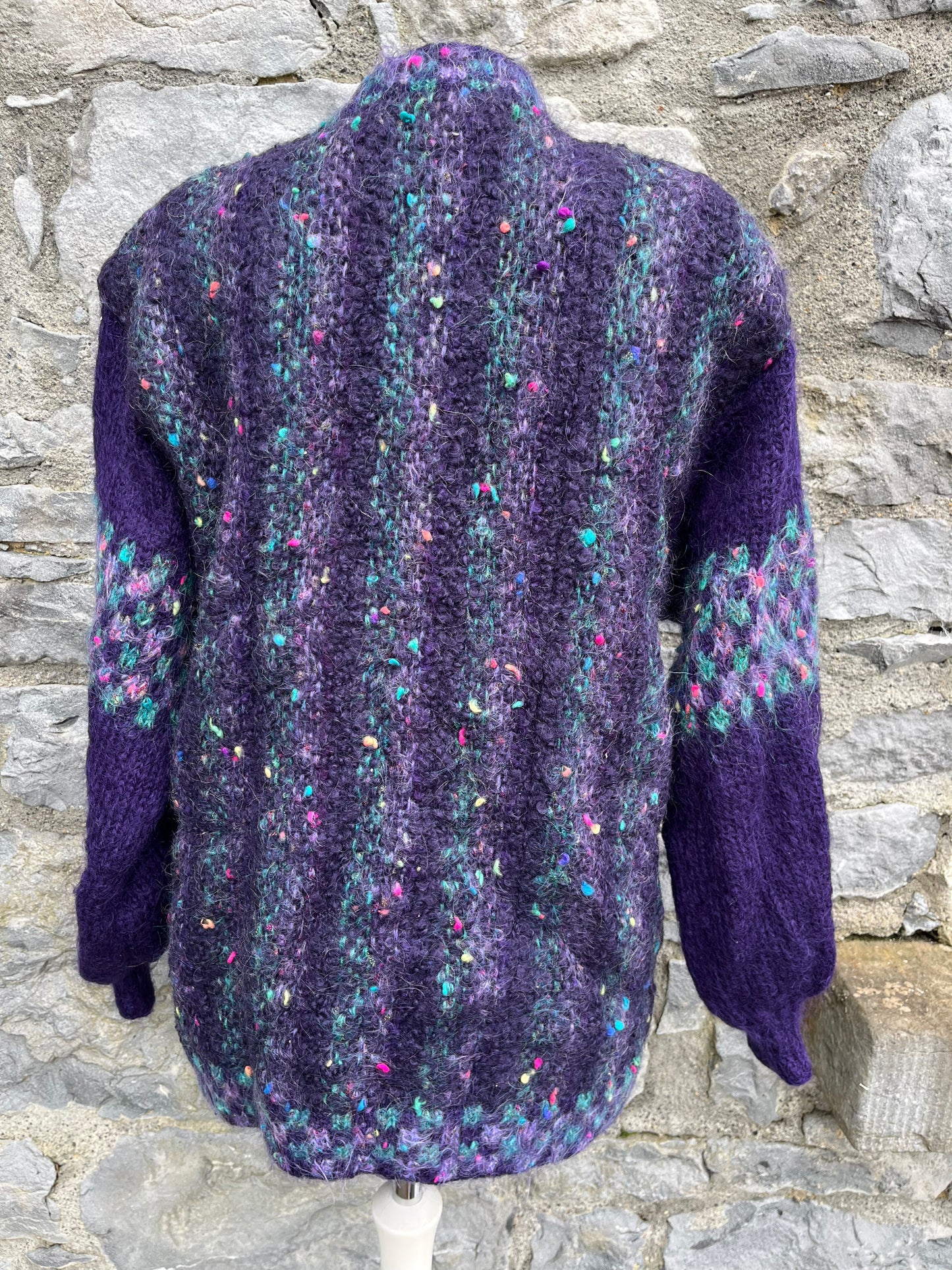 80s purple cardigan with a scarf uk 14-16