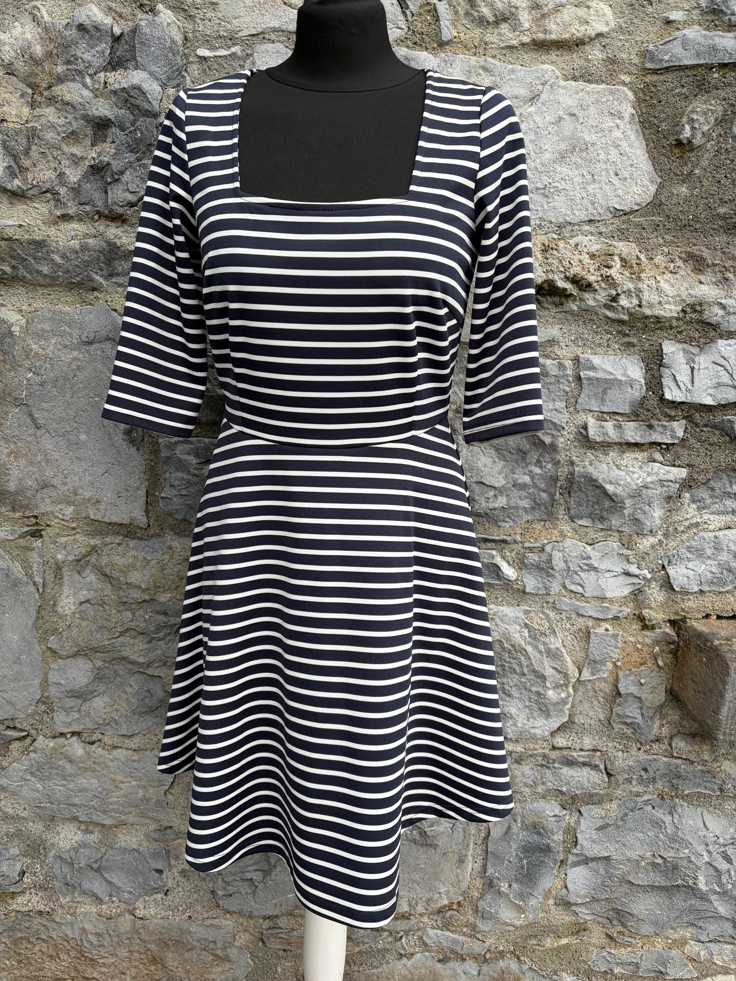 Square neckline stripy dress uk 8