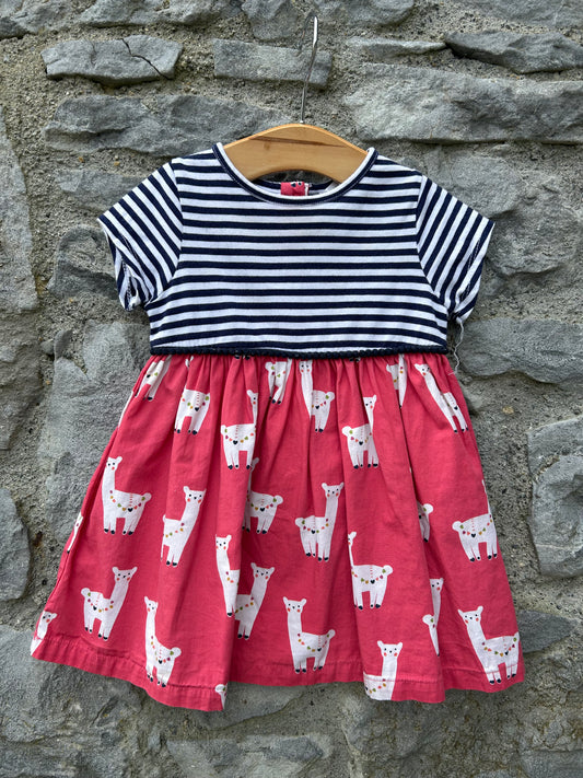 Stripes&llamas dress  6-9m (68-74cm)