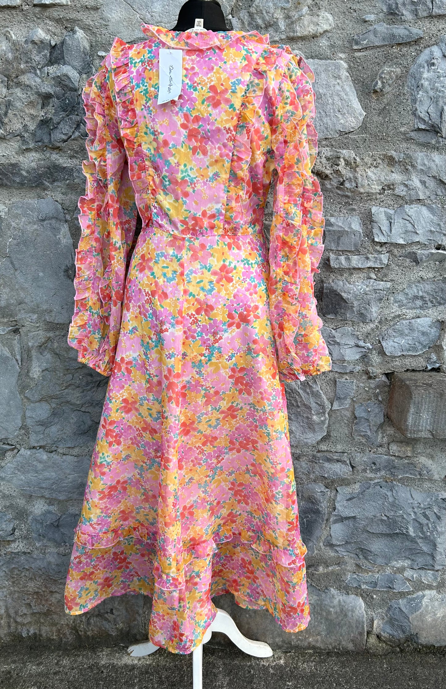 Pink floral maxi dress uk 10-12