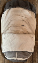 Load image into Gallery viewer, Faux suede stroller footmuff with side zip and pouch pocket in grey
