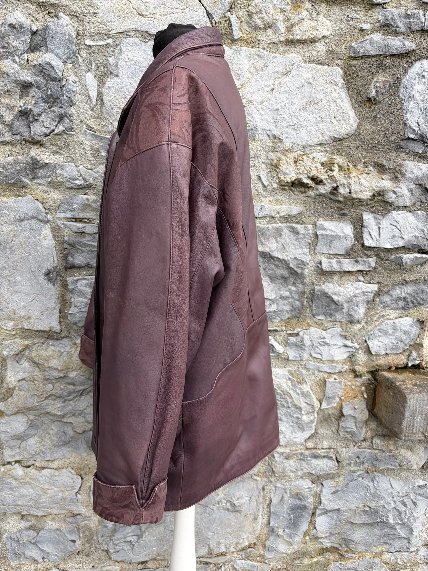 80s brown leather jacket uk 14