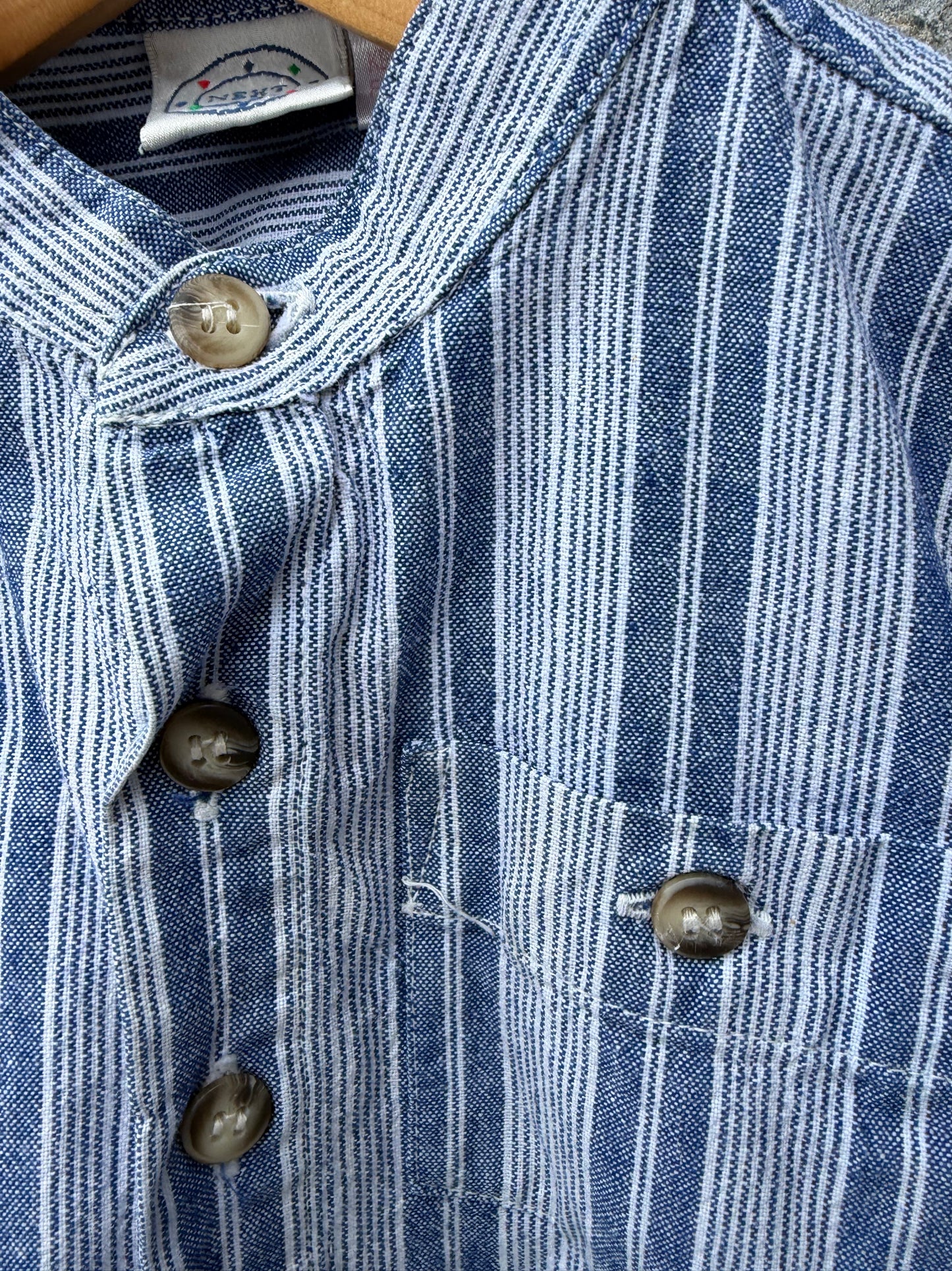 90s grandpa collar stripy shirt  9-12m (74-80cm)