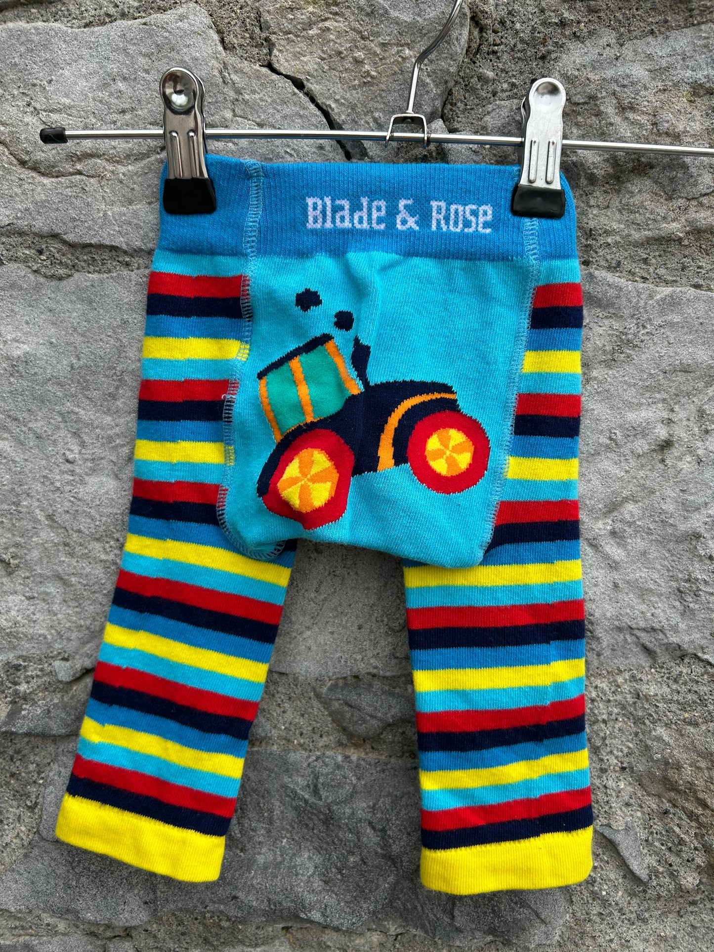 Colourful stripy tractor leggings  0-6m (56-68cm)