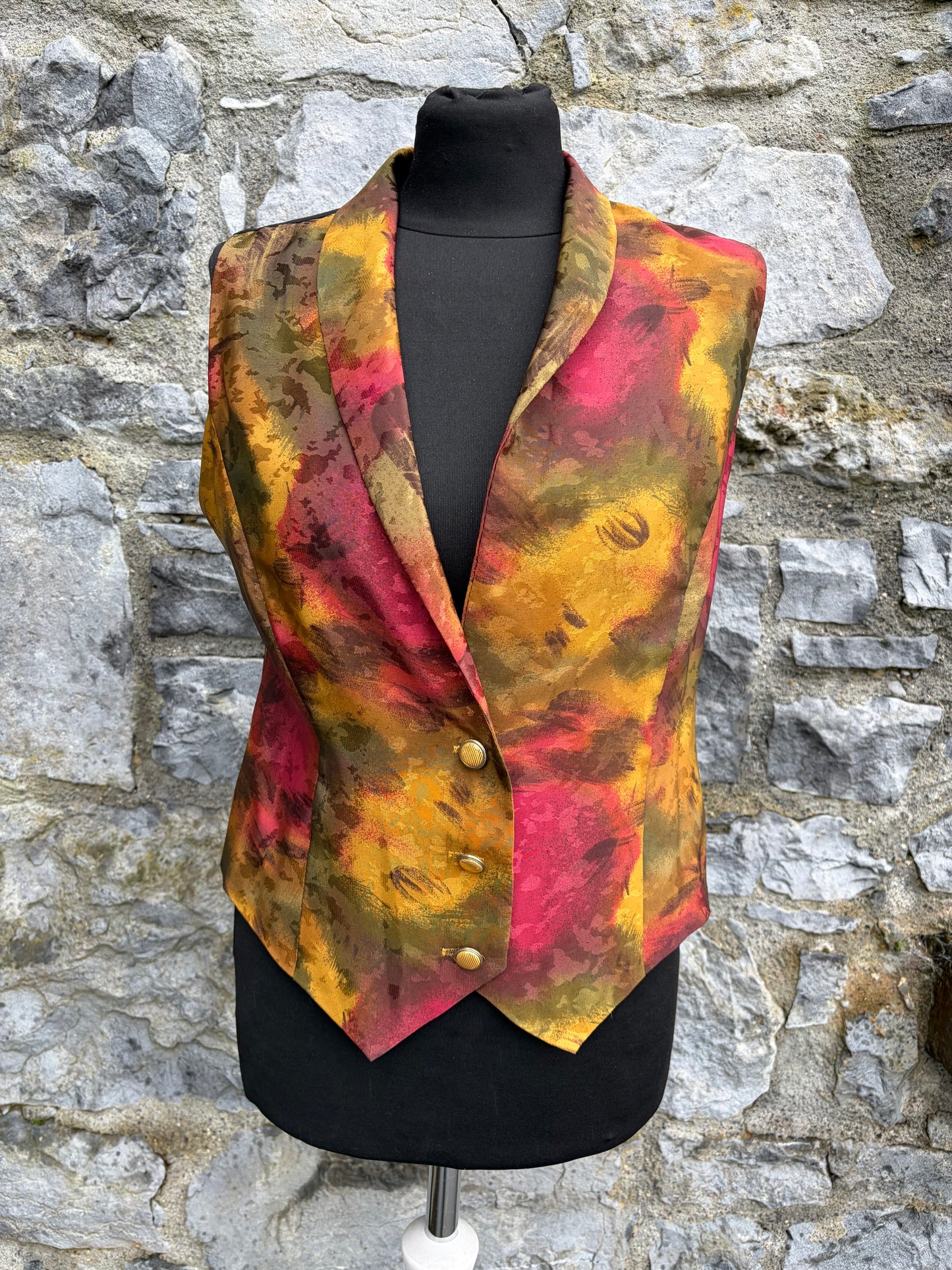 80s brown&maroon waistcoat uk 10-12