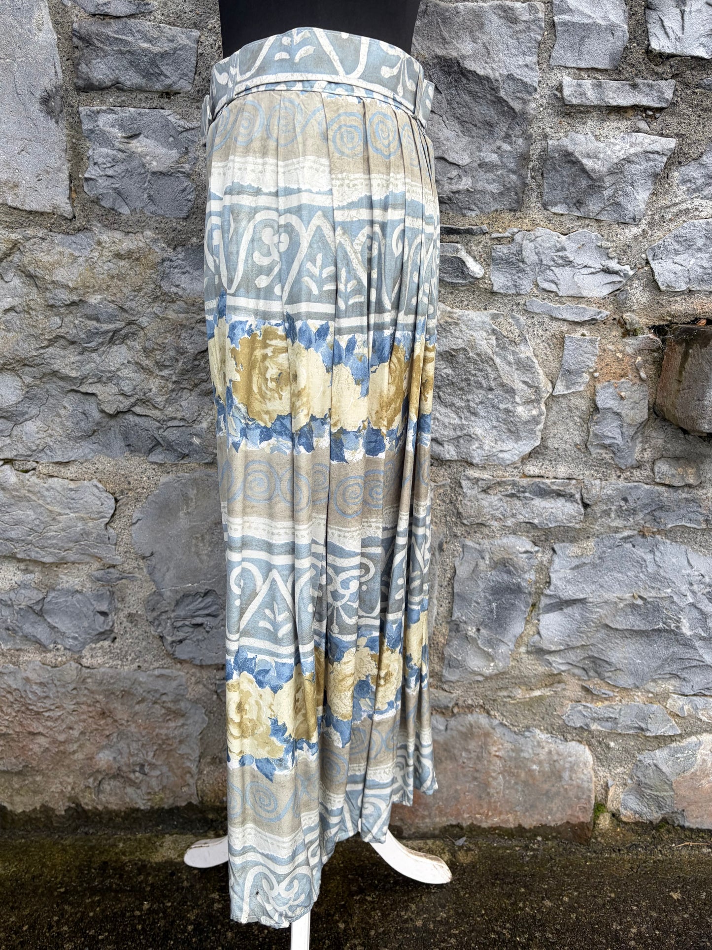 80s grey panel button up skirt uk 12