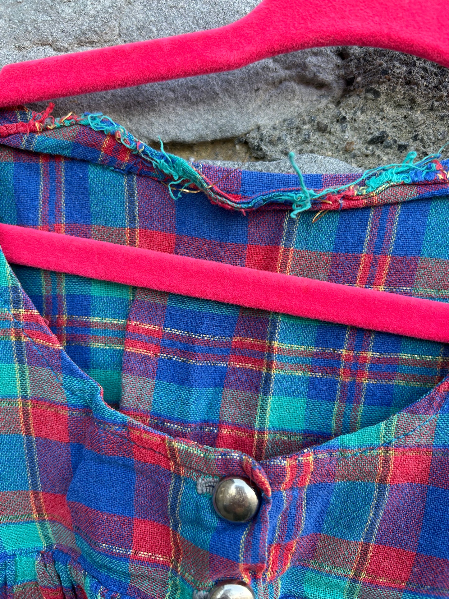 80s Red&blue check pinafore  12-18m (80-86cm)