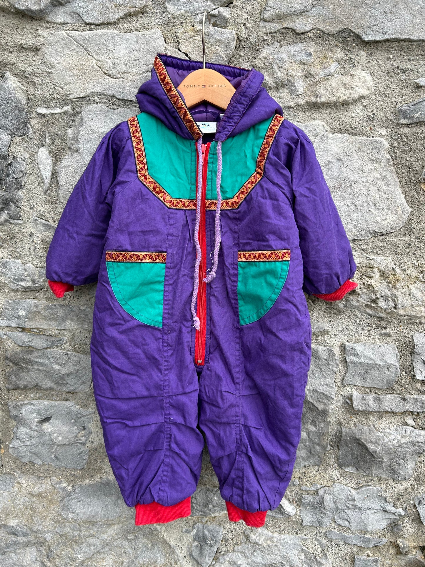 80s Purple&teal winter suit  9m (74cm)