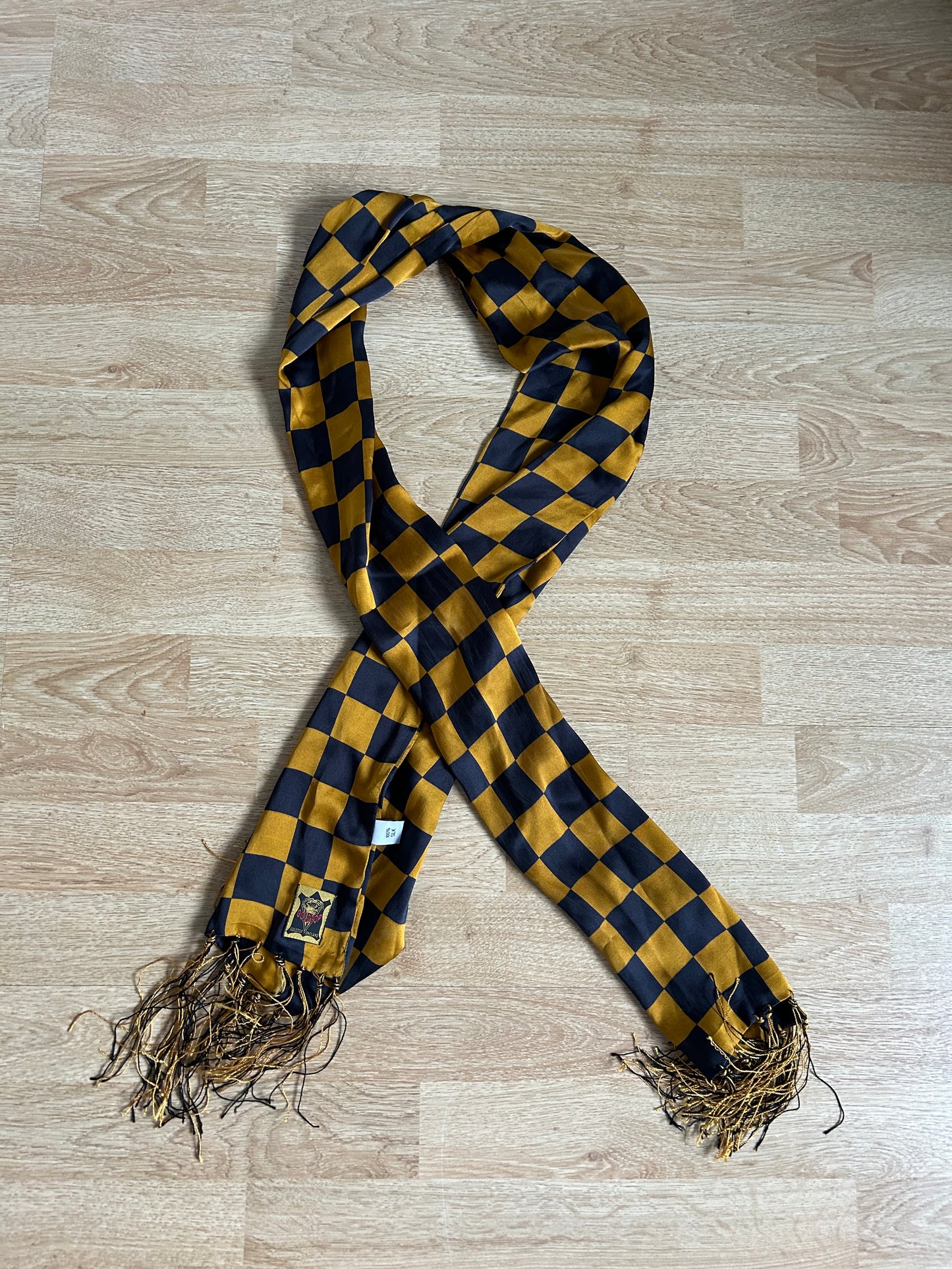 Checked navy&hold scarf