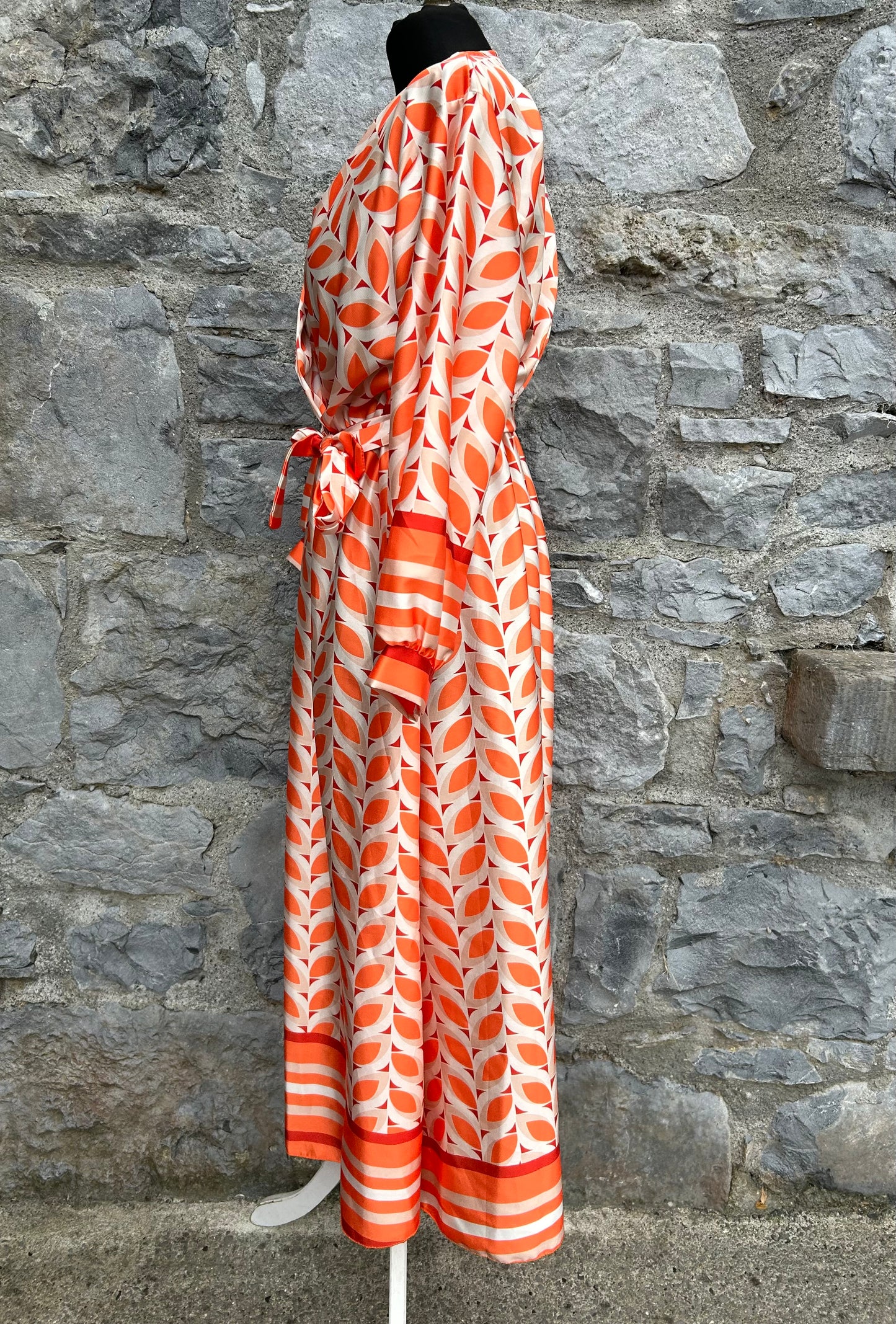 Orange leaves pattern dress uk 12