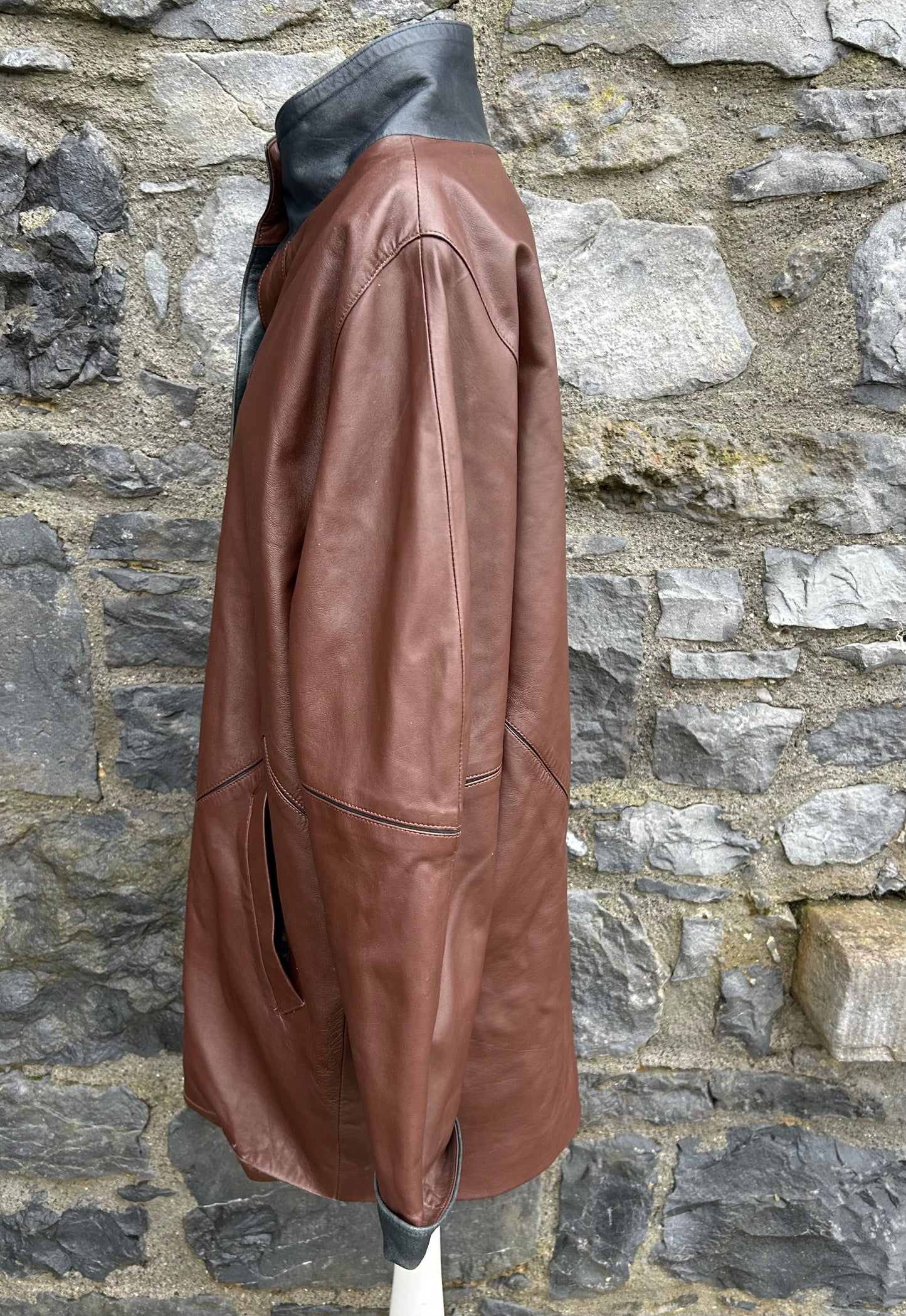 90s brown leather coat uk 16-18