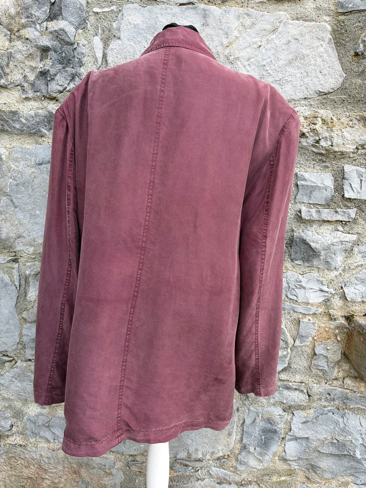 80s Maroon silk suit jacket Large