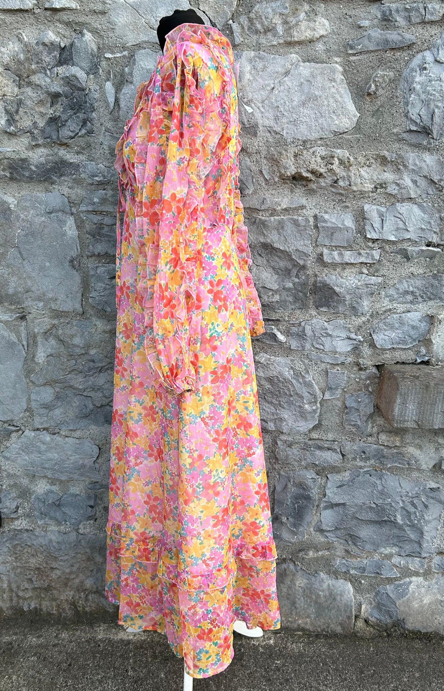 Pink floral maxi dress uk 10-12