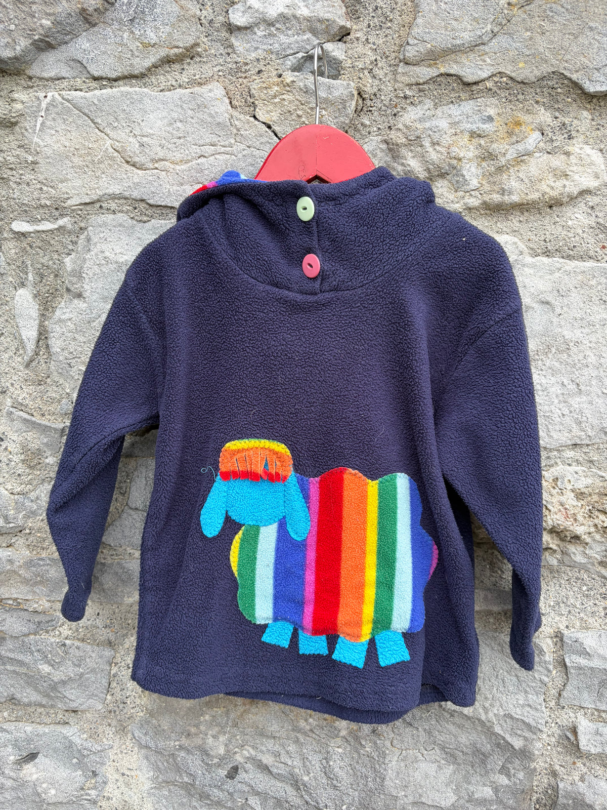 Rainbow sheep fleece hoodie  4y (104cm)