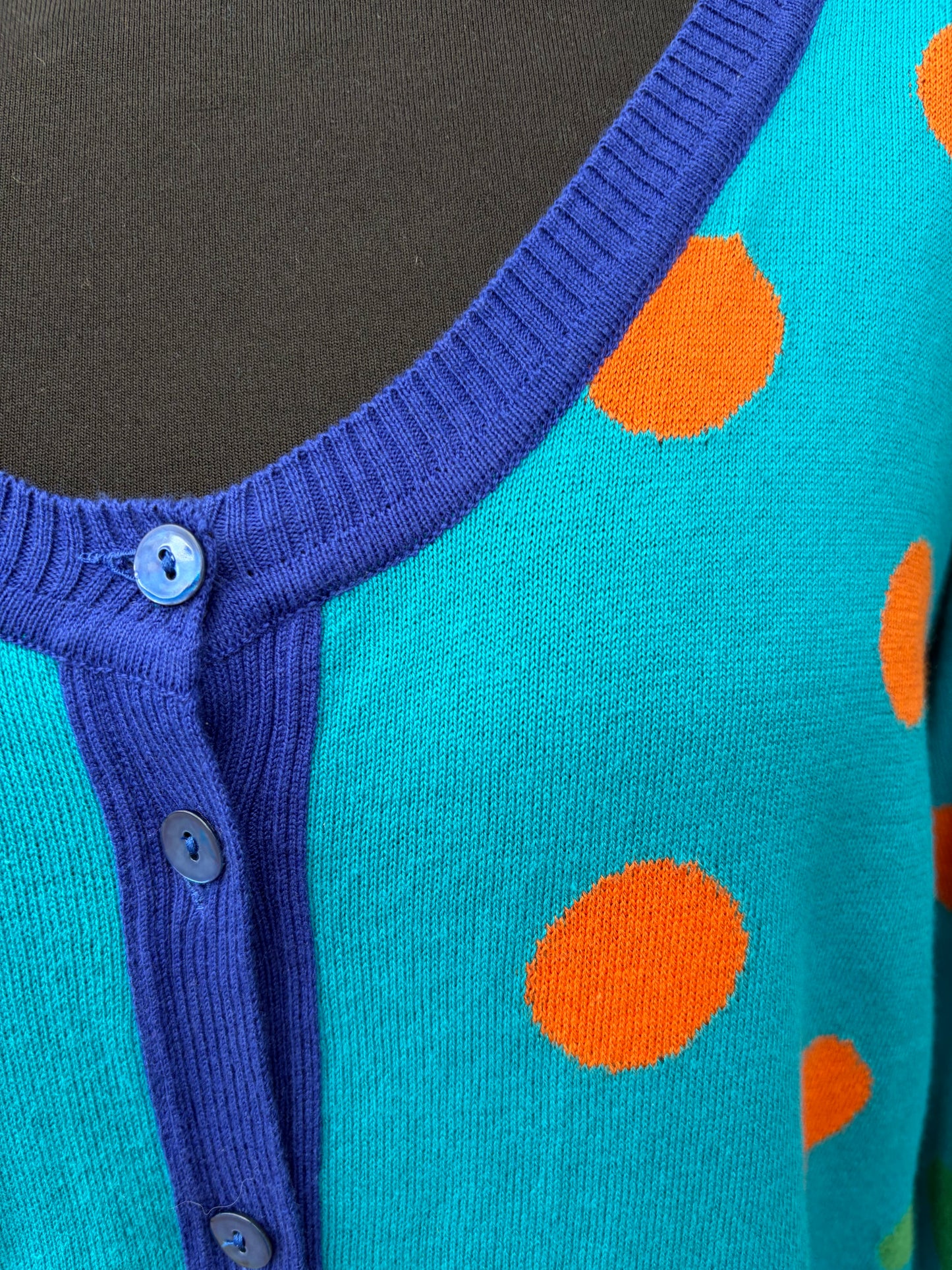 Orange&green polka dots cardigan uk 14