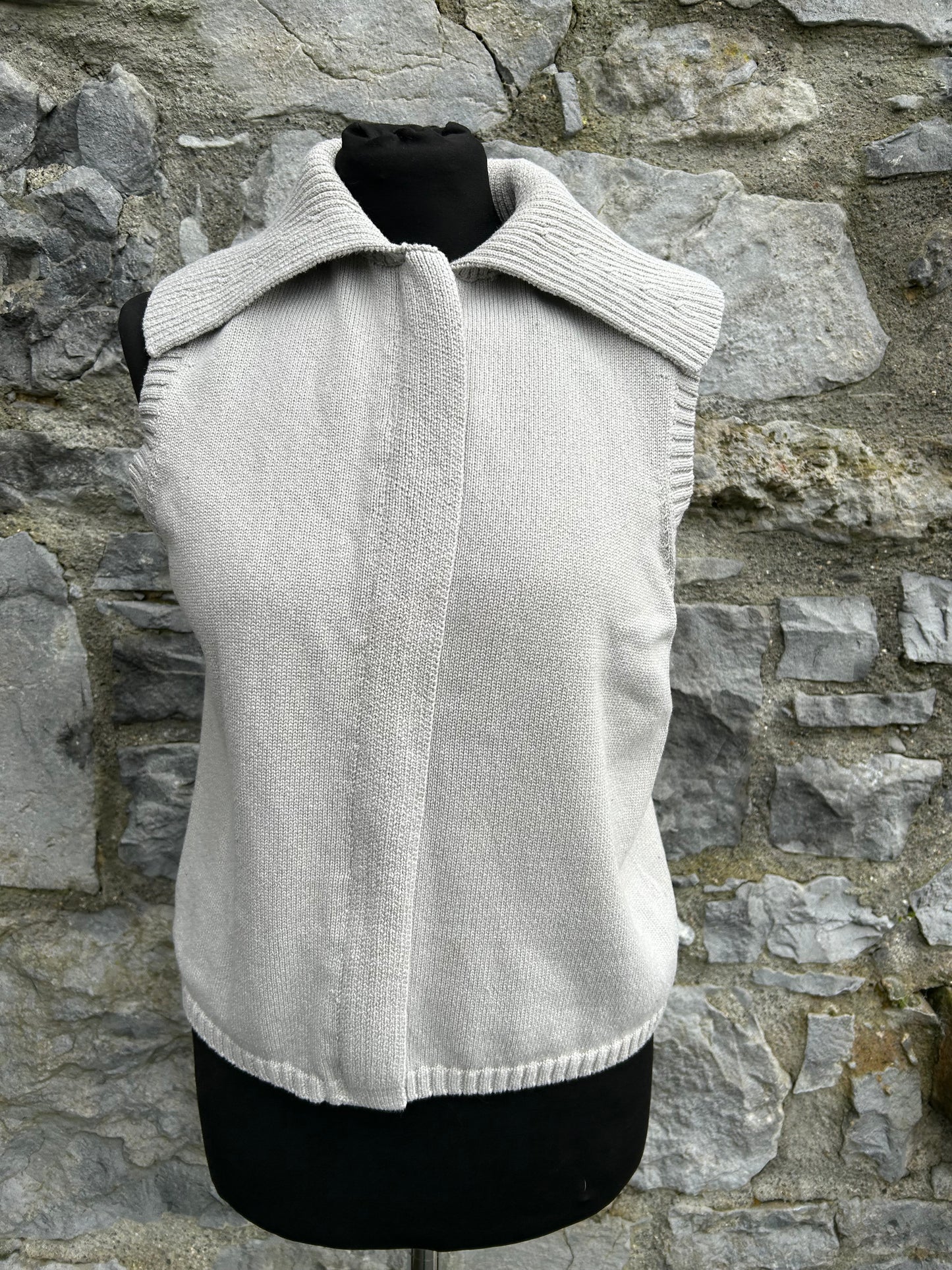 Zip up cream knitted sleeveless top uk 10-12