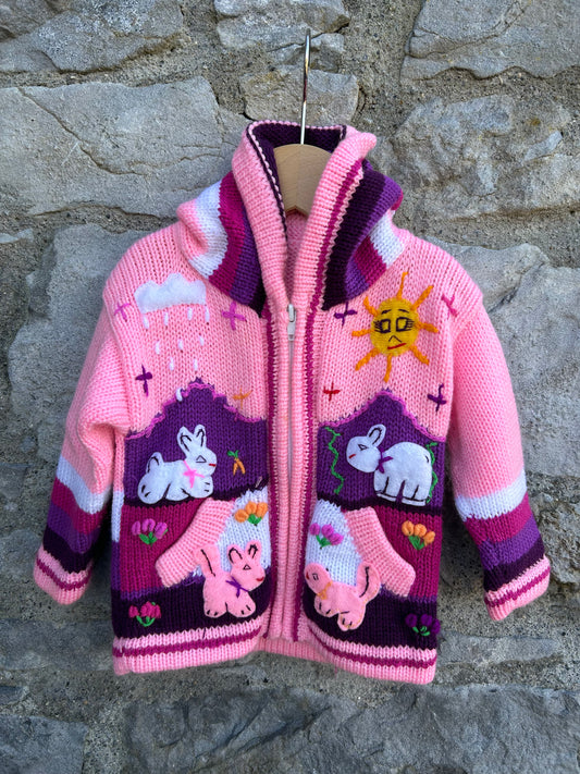 Pink Peruvian cardigan   9-12m (74-80cm)