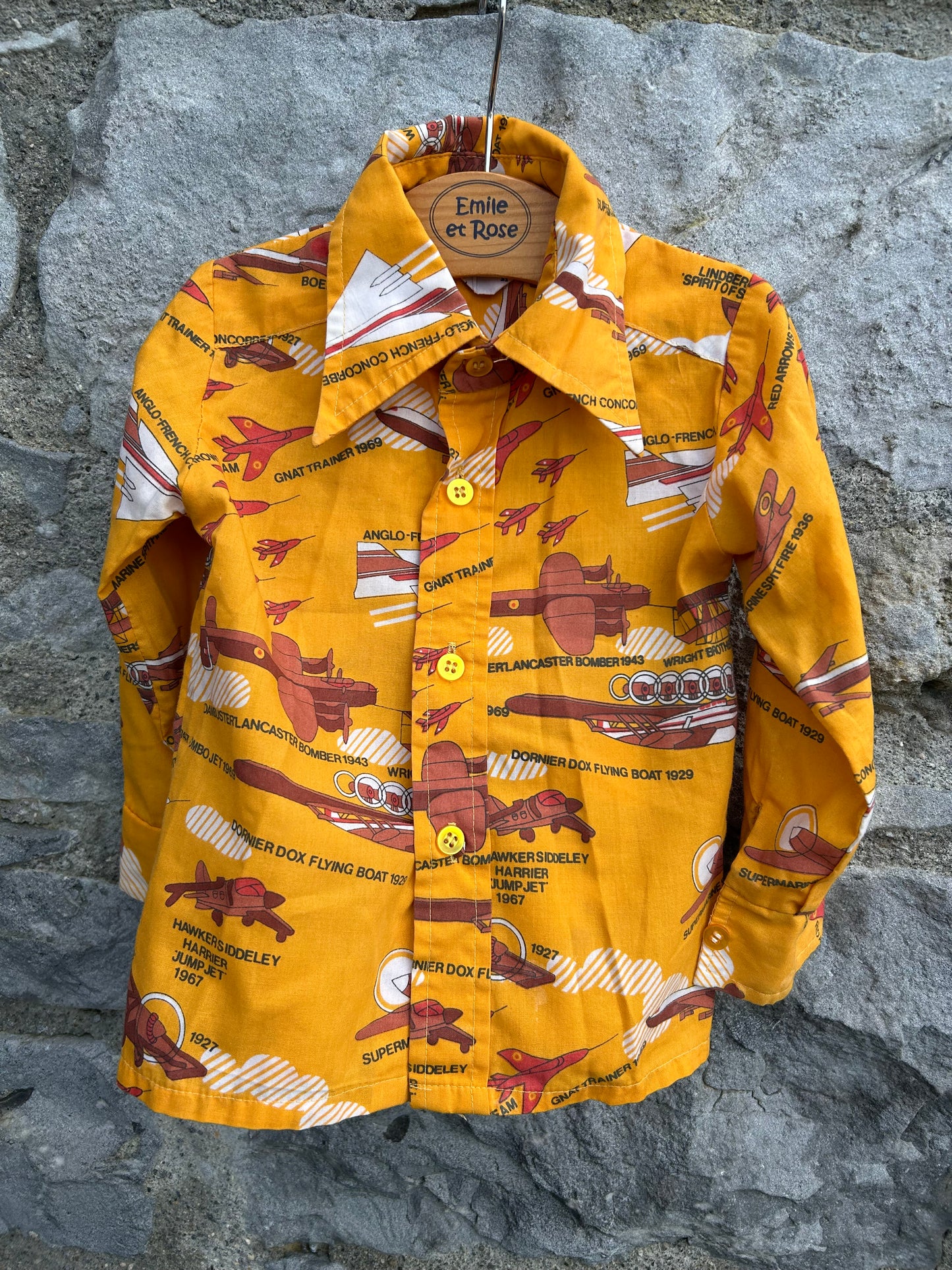 70s planes shirt  12-18m (80-86cm)