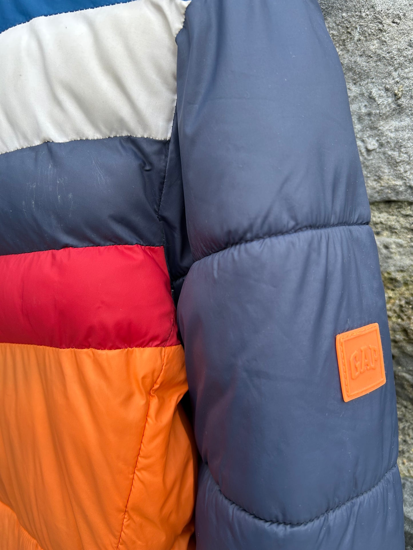 Navy&orange puffy jacket  10-11y (140-146cm)