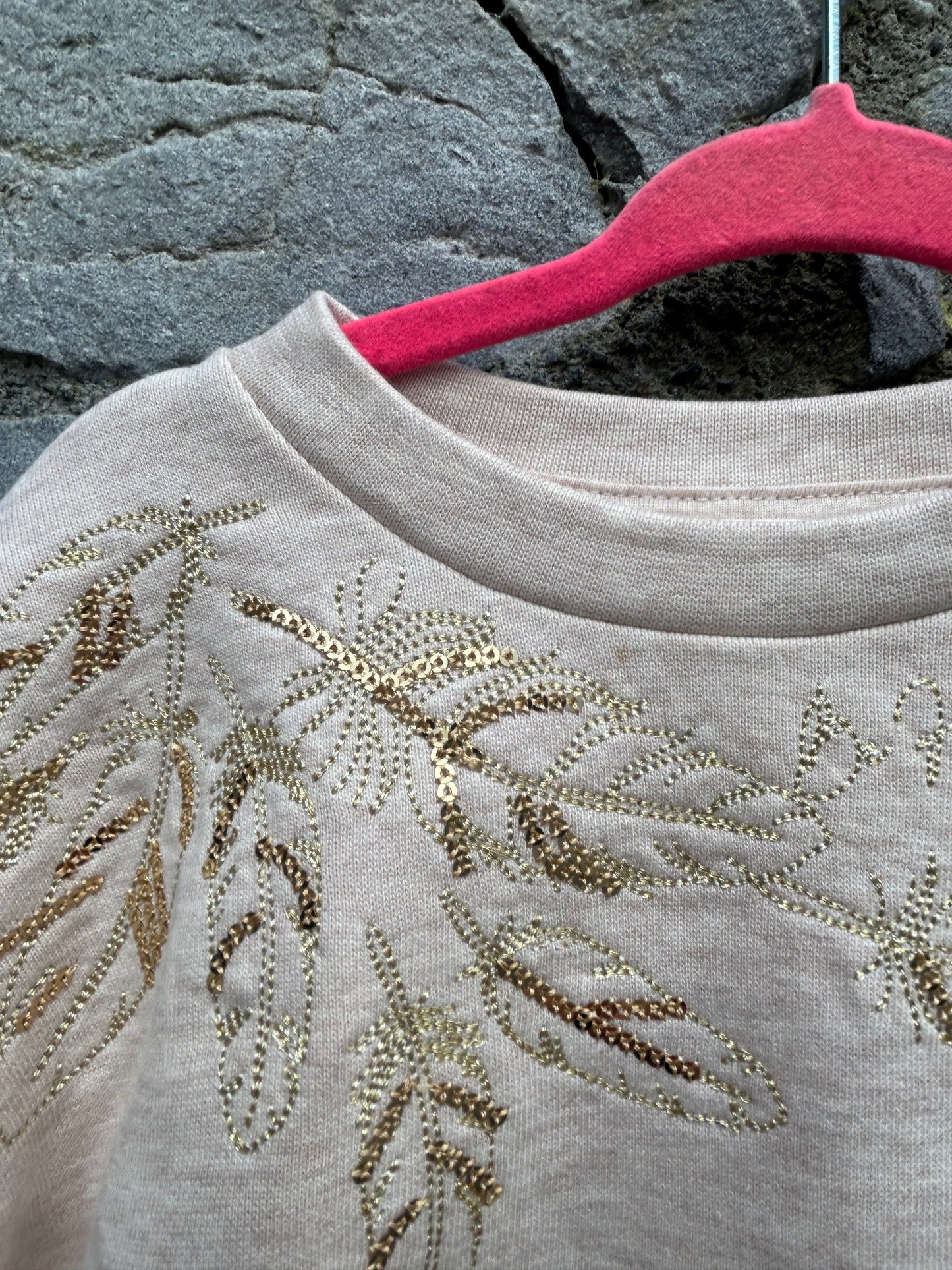 Beige&pink sweat dress  2-3y (92-98cm)