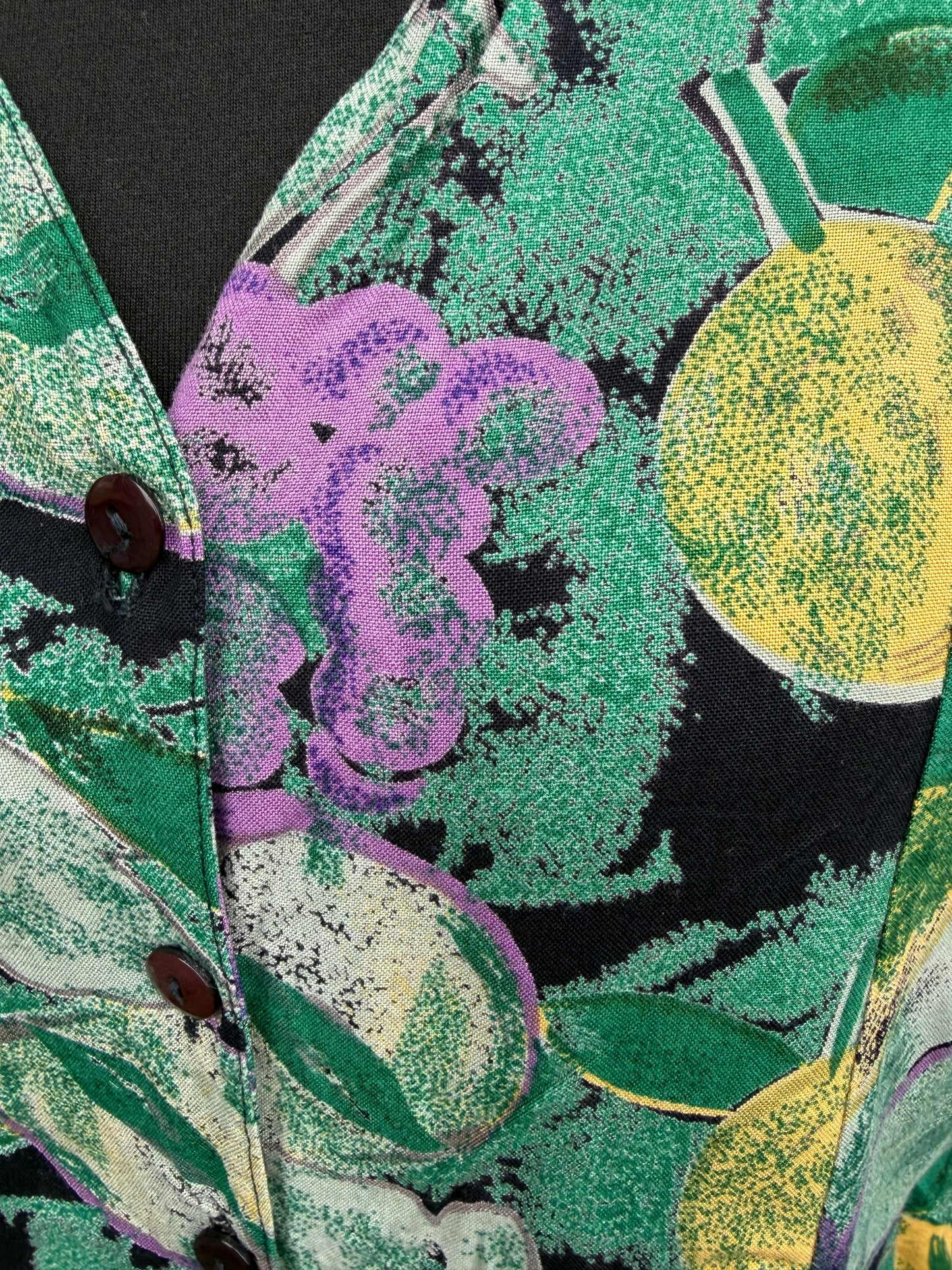 80s colourful fruit&flowers blouse uk 14