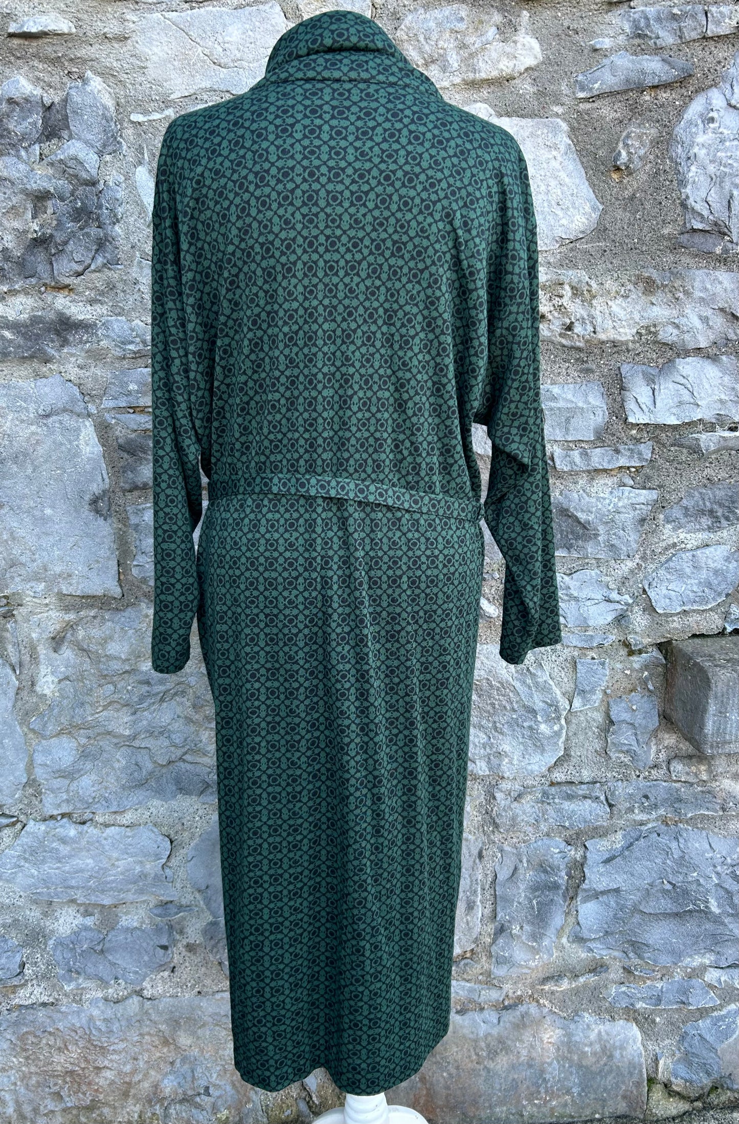 80s green patterned dress uk 14-16