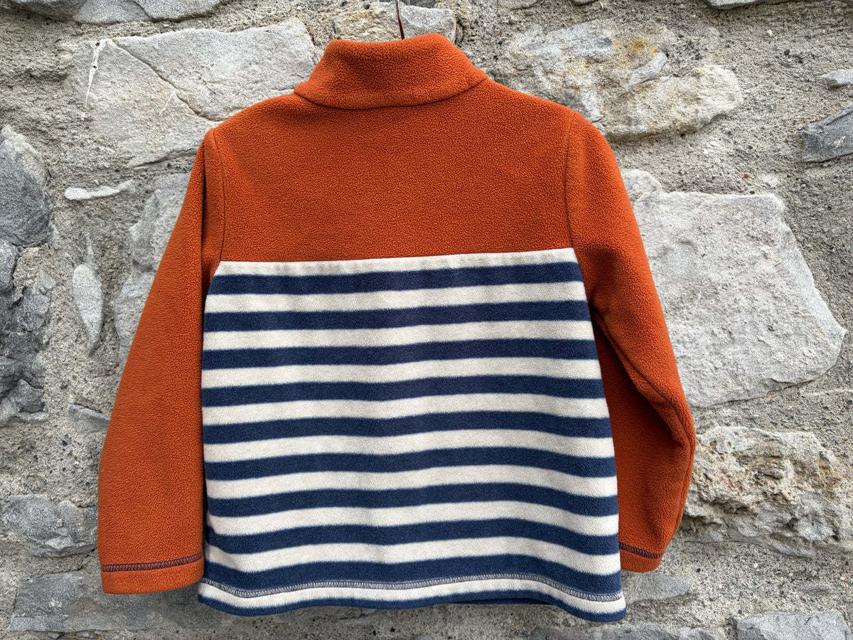 Brown&stripy navy fleece 2y (92cm)