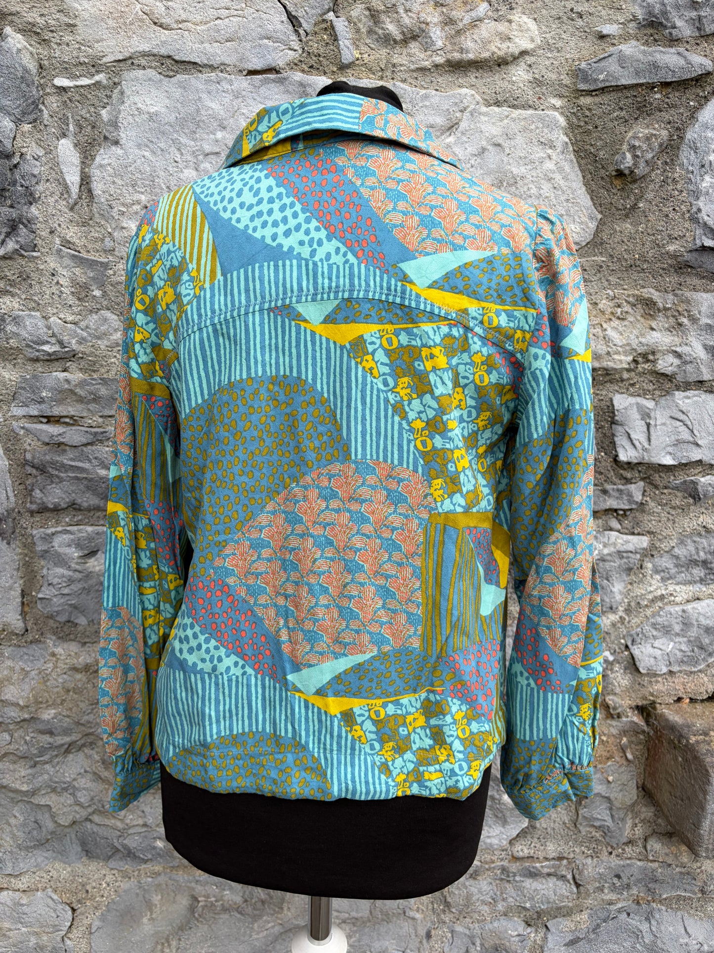 Blue abstract top uk 8