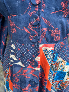 Blue patchwork floral maxi dress uk 8