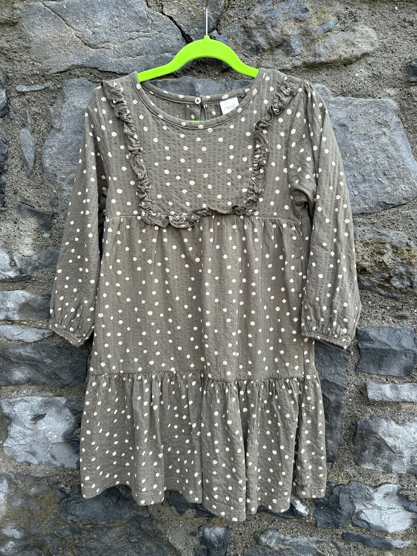 Spotty khaki dress  4-5y (104-110cm)