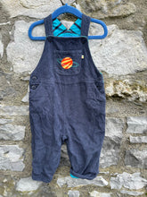 Load image into Gallery viewer, Space navy cord dungarees  12-18m (80-86cm)
