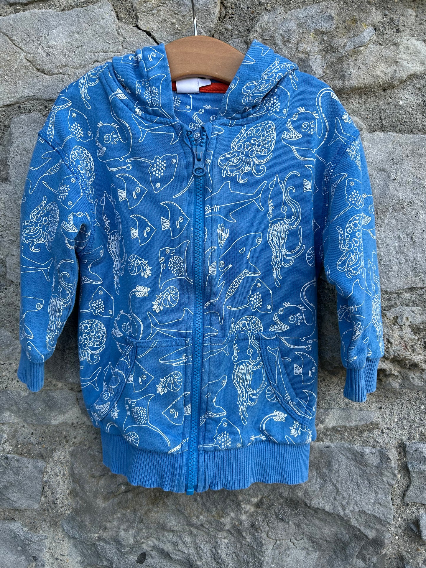 Sea creatures blue hoodie  18-24m (86-92cm)