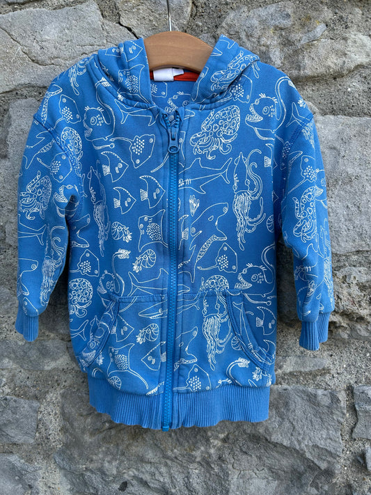 Sea creatures blue hoodie  18-24m (86-92cm)