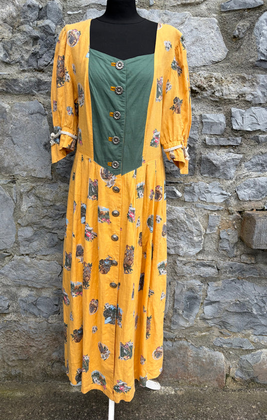 80s mustard dirndl dress uk 12-14