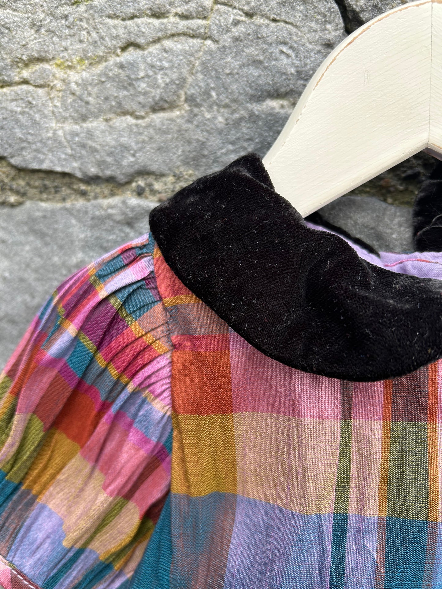Purple check taffeta dress  6-9m (68-74cm)