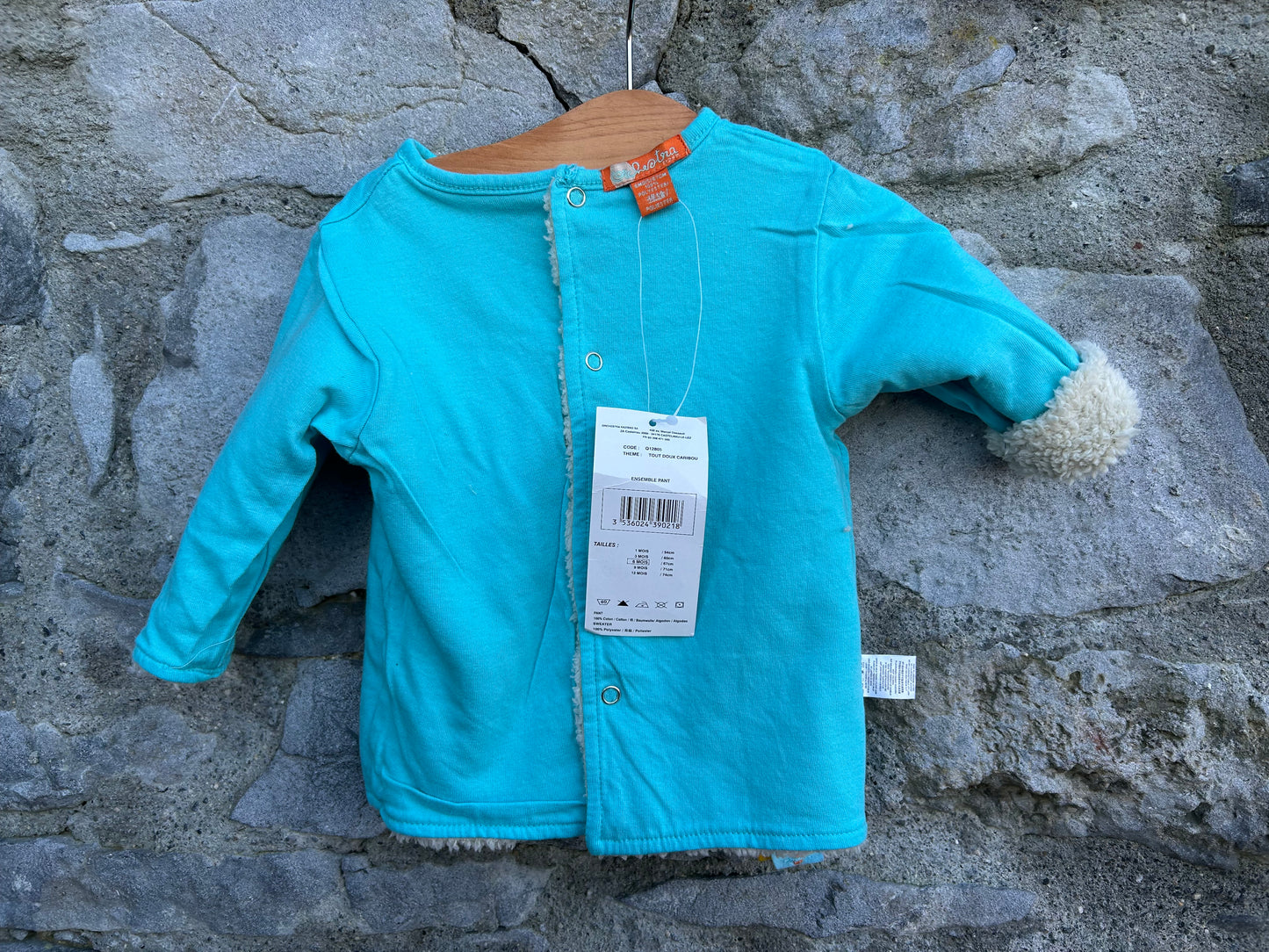 Reversible cream&blue sweatshirt  3-6m (62-68cm)