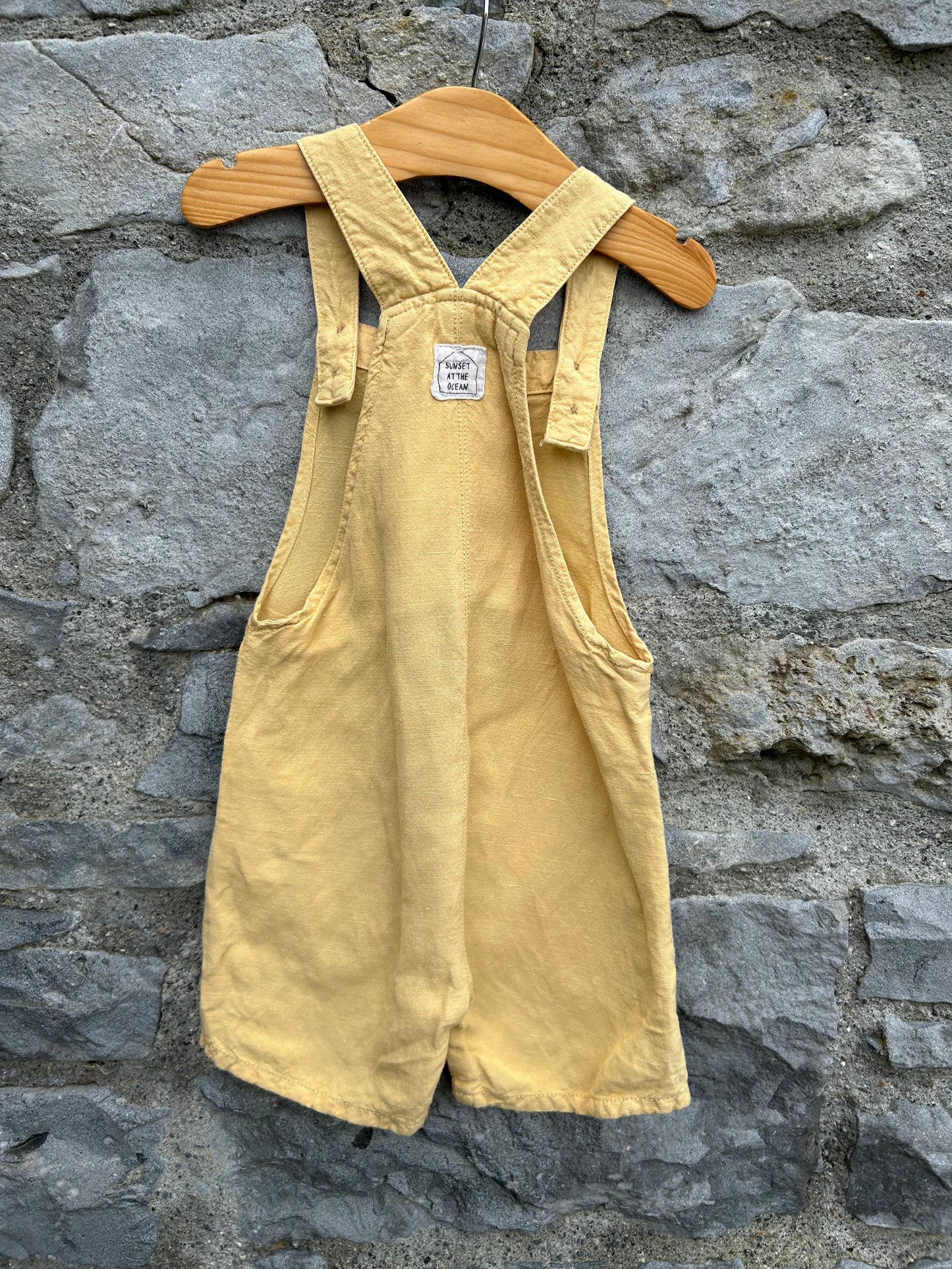 Yellow short linen dungarees  12-18m (80-86cm)