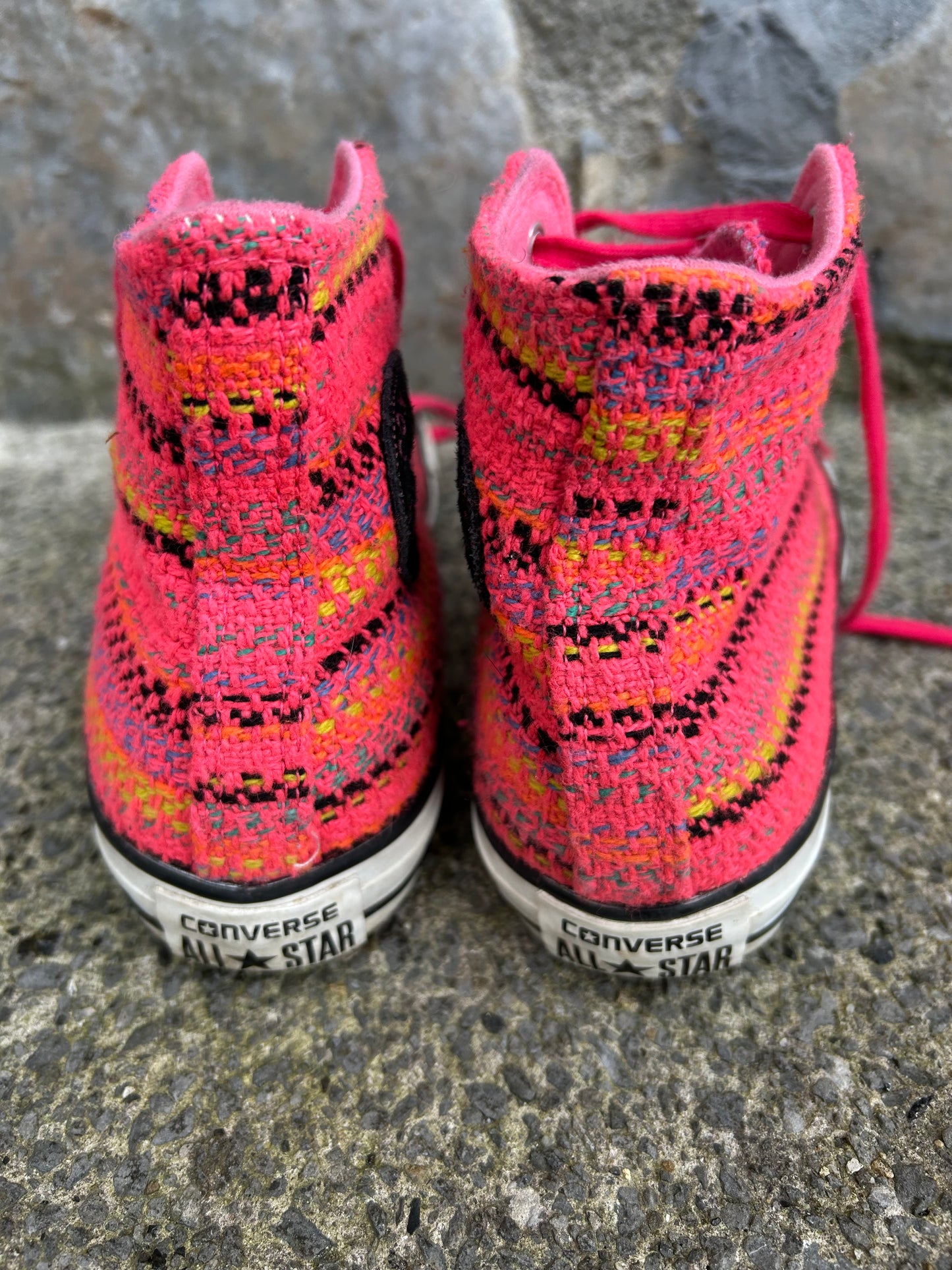 Pink woven high top trainers  uk 6.5 (eu 40)