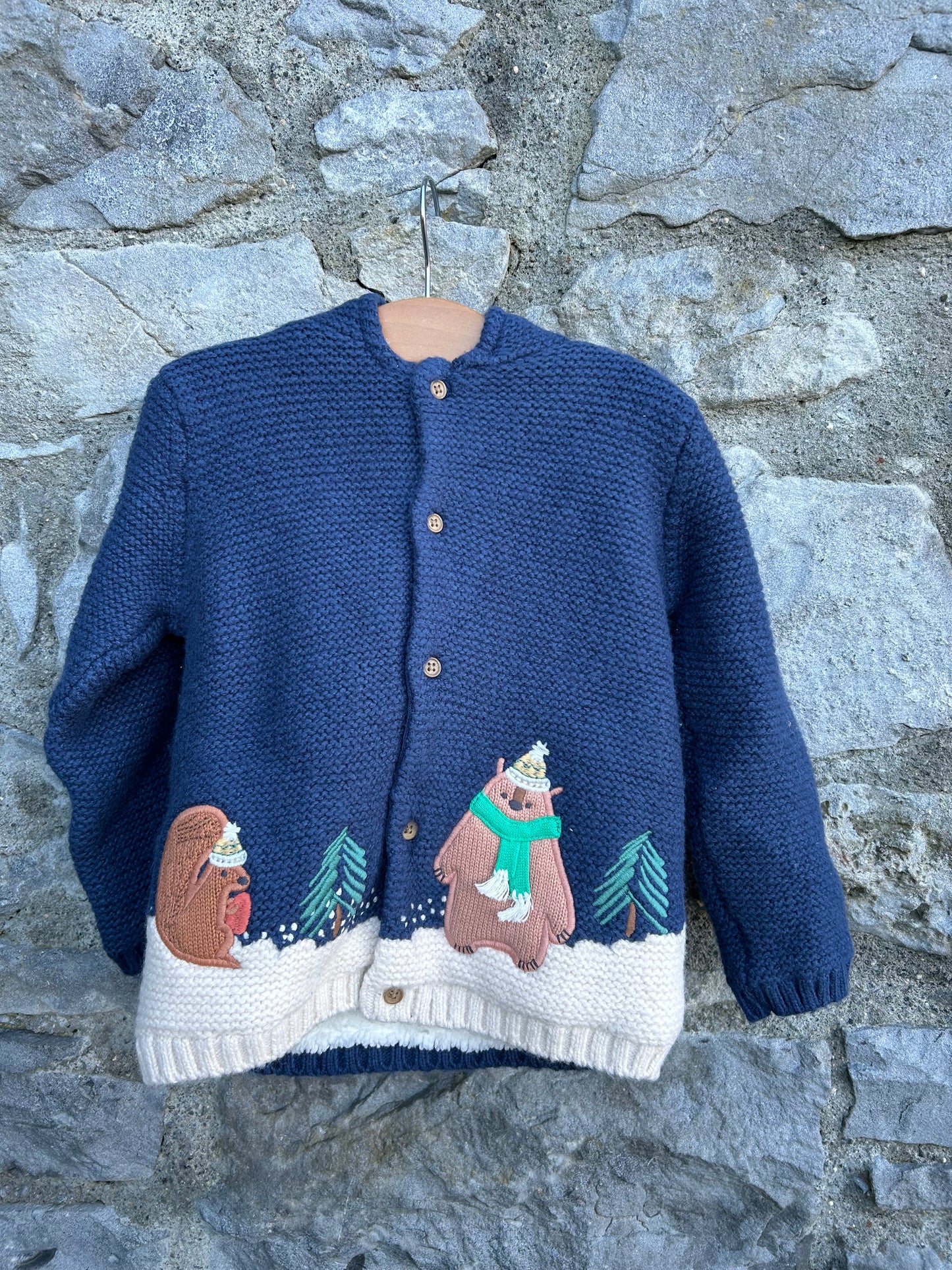 Winter animals furry lined cardigan  2-3y (92-98cm)