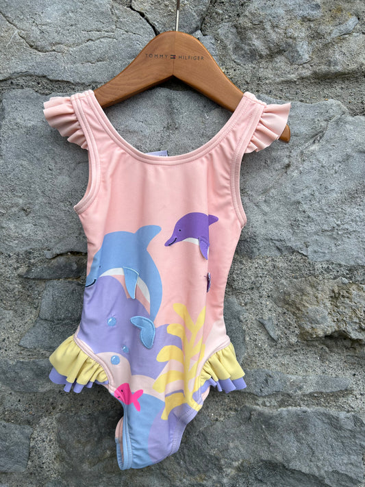 Dolphins pink swimsuit 2-3y (92-98cm)